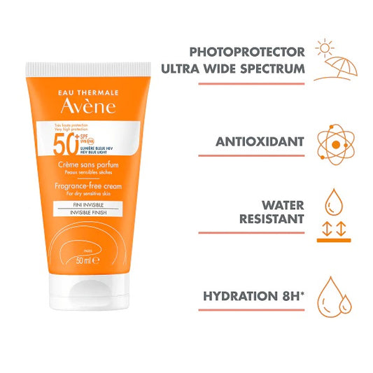 Avene Very High Sun Protection SPF 50+ Cream for Dry and Sensitive Skin 50ML